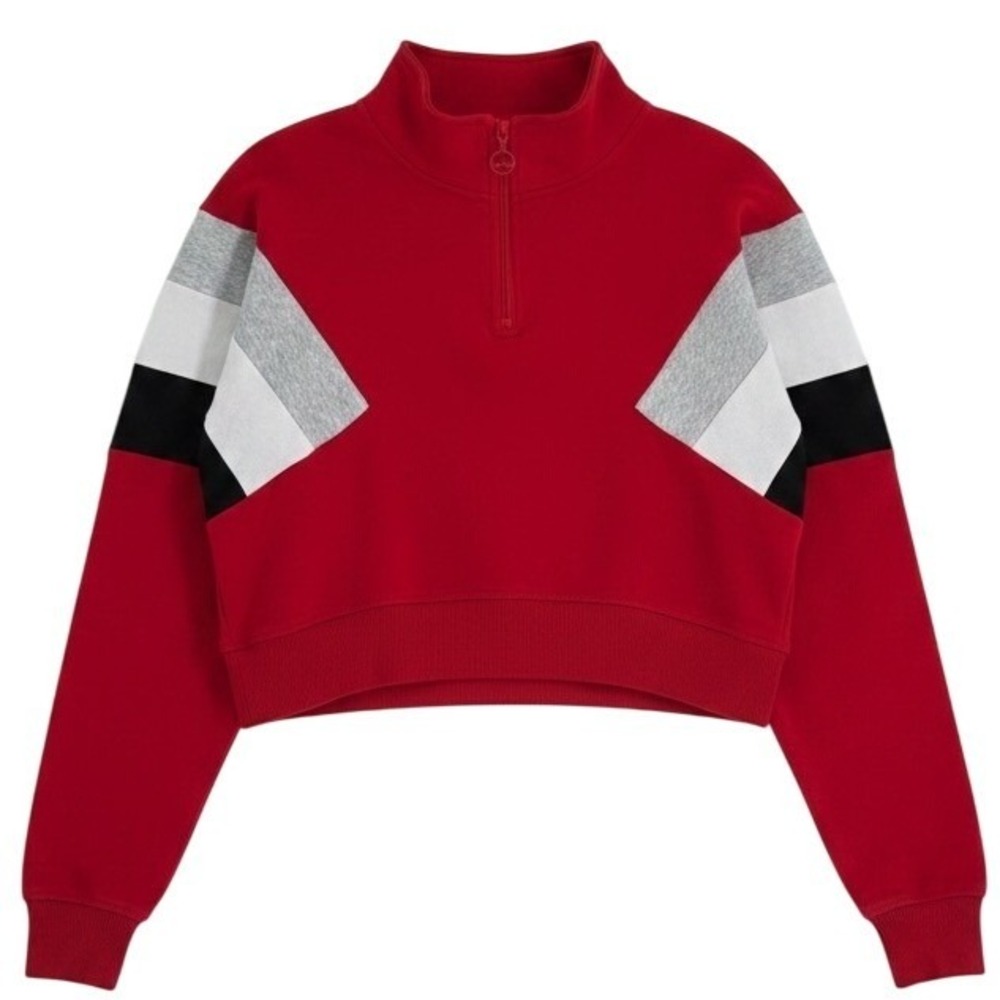 Lorna Jane Grandstand Half Zip Crop Sweater S Red Colorblock Sport Good